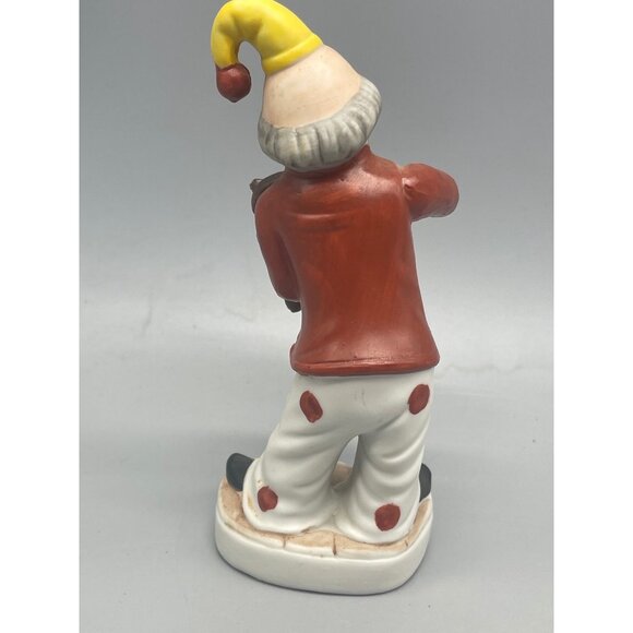 clown figurine white brown dots violin hat glass 5.5x2x2.5" collectable READ - Picture 3 of 5